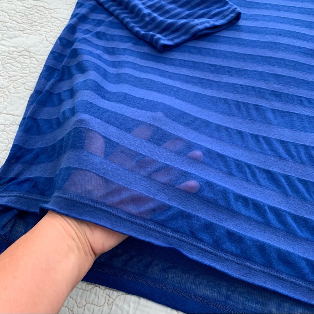 Royal Blue 3/4 Sleeve Sheer Top Size XL - Picture 9 of 12